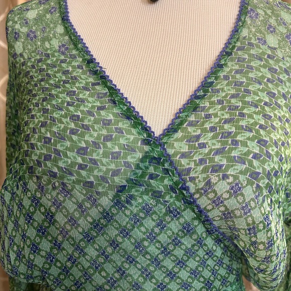 Poupette St. Barth Green and Blue Long Sleeve Dress - Picture 14 of 15